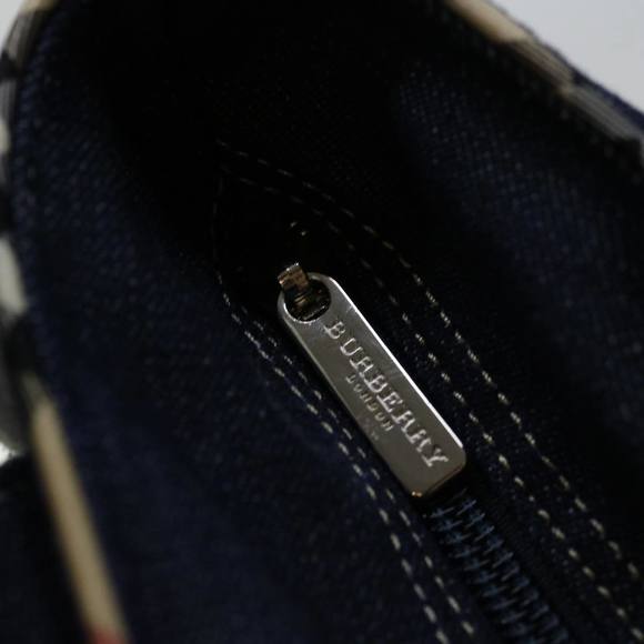 BURBERRY Nova Check Blue Label Hand Bag Denim Navy Beige Auth bs13210 - Picture 16 of 16